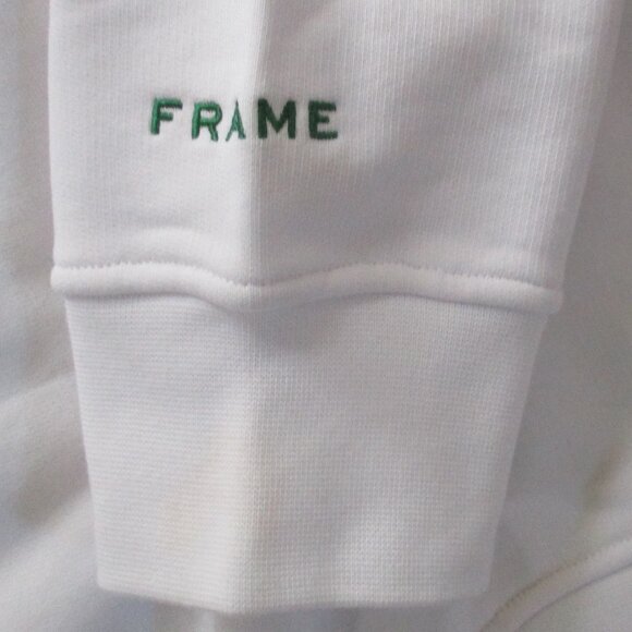 FRAME ~ Team Frame Varsity White Embroidered Sweatshirt ~ French Terry ~ L / XL - Picture 6 of 9